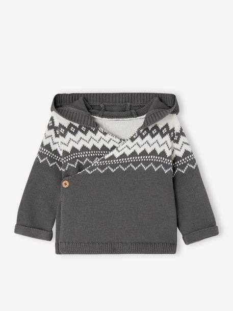 Babyvest met capuchon van jacquard tricot leiblauw - vertbaudet enfant 