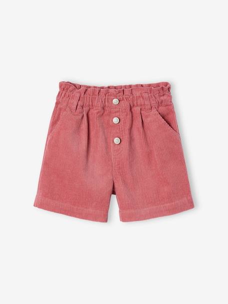 Fluwelen short met paperbag-vorm meisjes groenblauw+kaneel+oudroze - vertbaudet enfant 