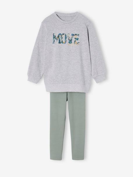 Set lange sweater en legging meisjes antraciet+gemêleerd grijs - vertbaudet enfant 