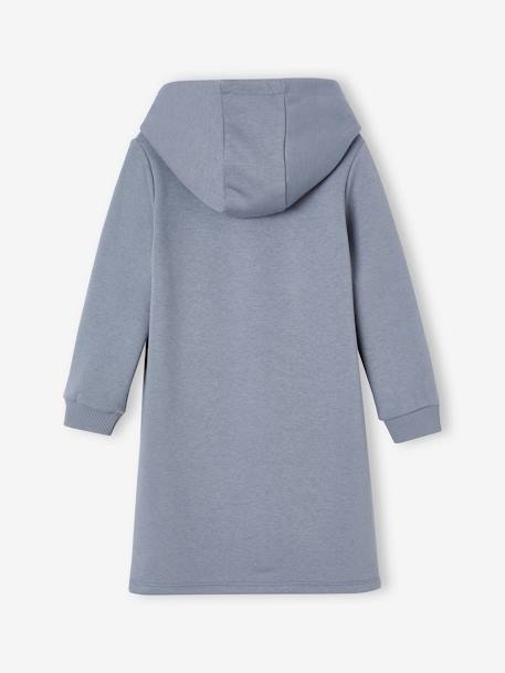 Meisjesjurk van sweatstof met capuchon en mooie details antraciet+grijsblauw+groen+oudroze+terracotta - vertbaudet enfant 