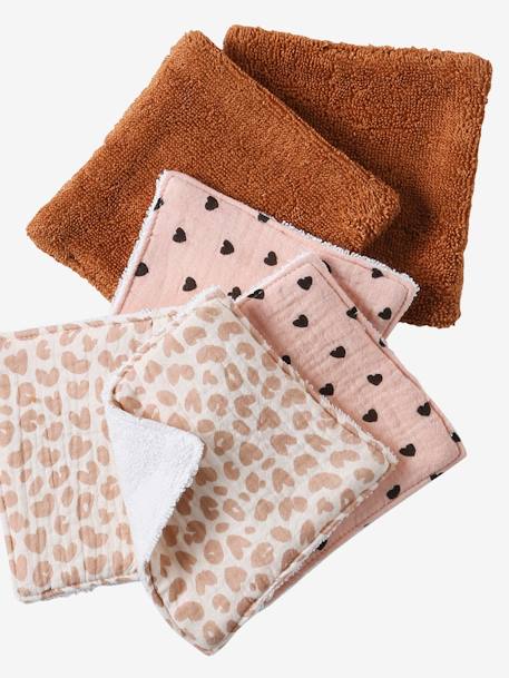 Set van 6 washandjes hazelnoot+mokka - vertbaudet enfant 