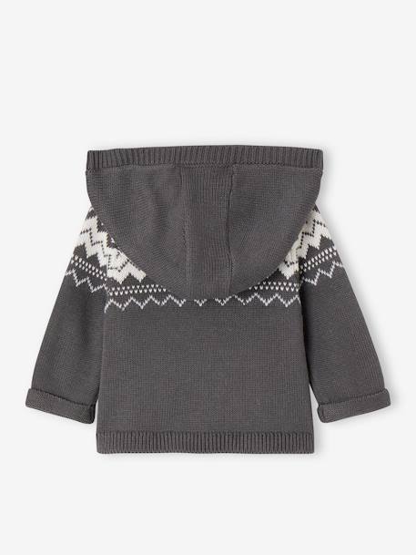 Babyvest met capuchon van jacquard tricot leiblauw - vertbaudet enfant 