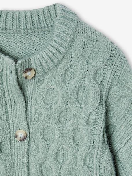 Meisjesvest van gevlochten tricot ecru+groengrijs - vertbaudet enfant 