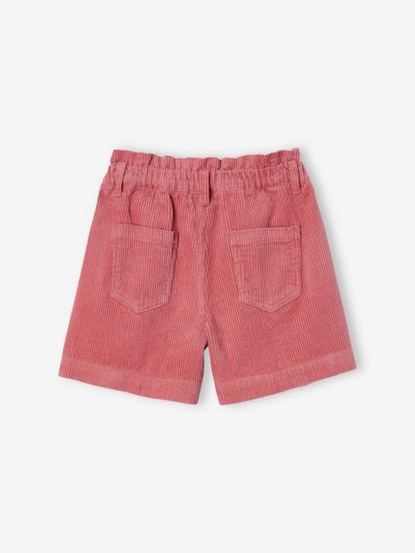 Fluwelen short met paperbag-vorm meisjes groenblauw+kaneel+oudroze - vertbaudet enfant 