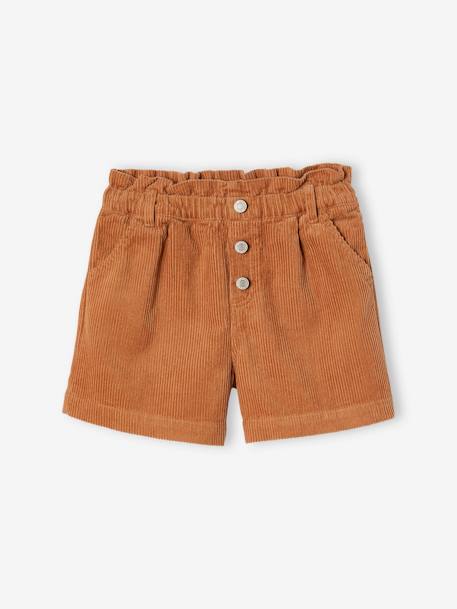 Fluwelen short met paperbag-vorm meisjes groenblauw+kaneel+oudroze - vertbaudet enfant 