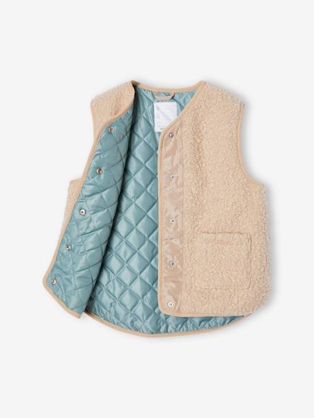 Mouwloos meisjesvest van sherpa beige - vertbaudet enfant 