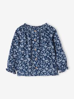 Baby-Overhemd, blouse-Bloemetjesblouse van katoengaas meisjesbaby