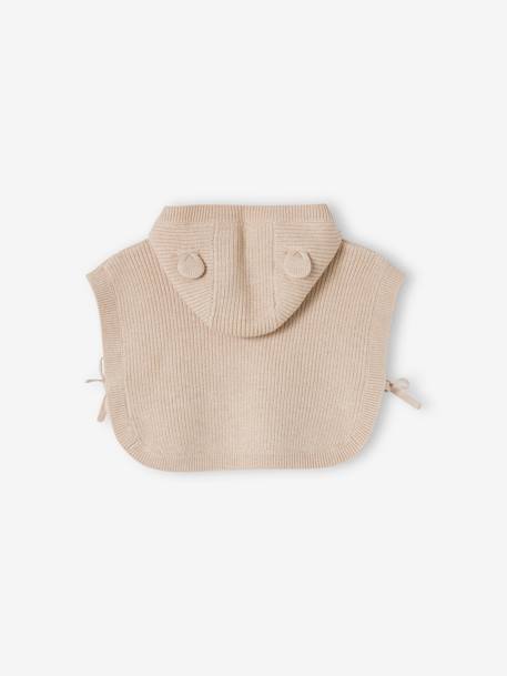 Gebreide cape/trui baby's met capuchon en oortjes gemêleerd beige - vertbaudet enfant 