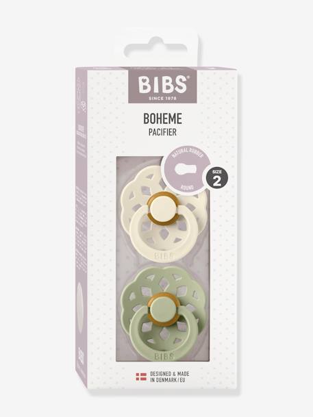 Set van 2 BIBS Bohème-fopspenen, maat 2 van 6 tot 18 maanden beige+blauw+perzik+zandbeige - vertbaudet enfant 