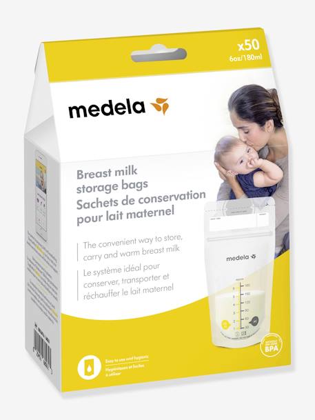 Doos van 25 borstmelkbewaarzakken Pump & Save MEDELA TRANSPARANT - vertbaudet enfant 