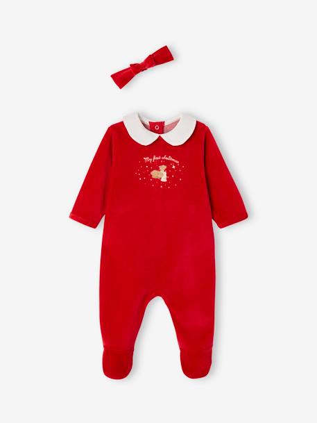 Baby Weihnachts-Geschenkset: Strampler & Haarband Oeko-Tex rood - vertbaudet enfant 