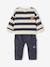 Set gestreepte sweater + battlebroek babyjongen leiblauw - vertbaudet enfant 