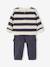 Set gestreepte sweater + battlebroek babyjongen leiblauw - vertbaudet enfant 