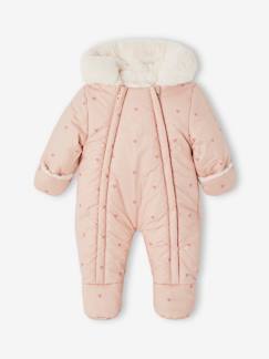 Baby-Jumpsuit met hartjesprint en voering van imitatiebont