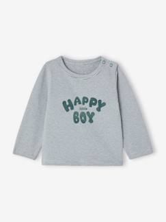 Baby-T-shirt, souspull-Zacht babyshirt met fijne strepen en drukknoopsluiting op de schouder