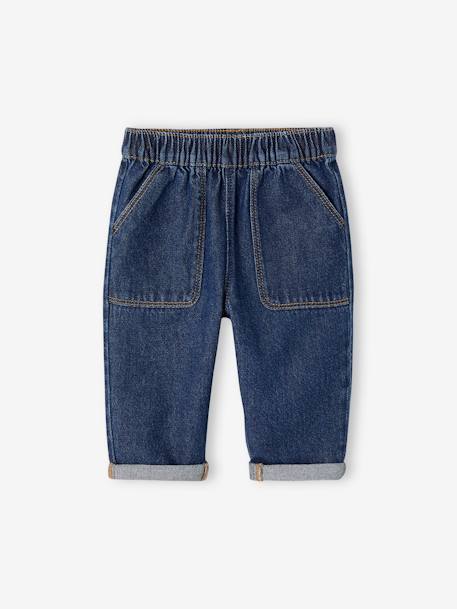 Babyjeans met elastische taille ongewassen denim+stone - vertbaudet enfant 