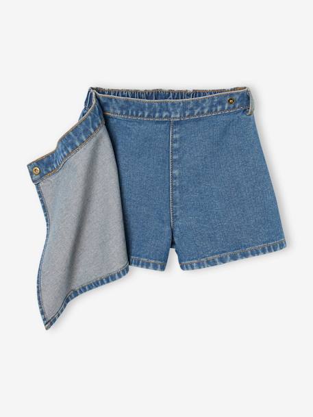 Denim broekrokje met cargozak voor meisjes middenblauw - vertbaudet enfant 