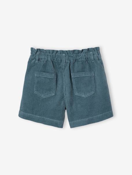 Fluwelen short met paperbag-vorm meisjes groenblauw+kaneel+oudroze - vertbaudet enfant 