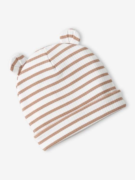 Set muts + wanten + slofjes + babytas voor baby, aanpasbaar cappuccino - vertbaudet enfant 