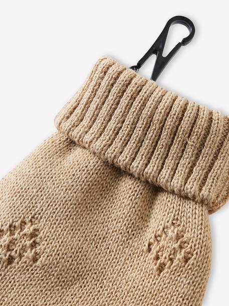 Set met muts met oortjes + snood + wanten in opengewerkt breiwerk voor babymeisjes gemêleerd beige - vertbaudet enfant 