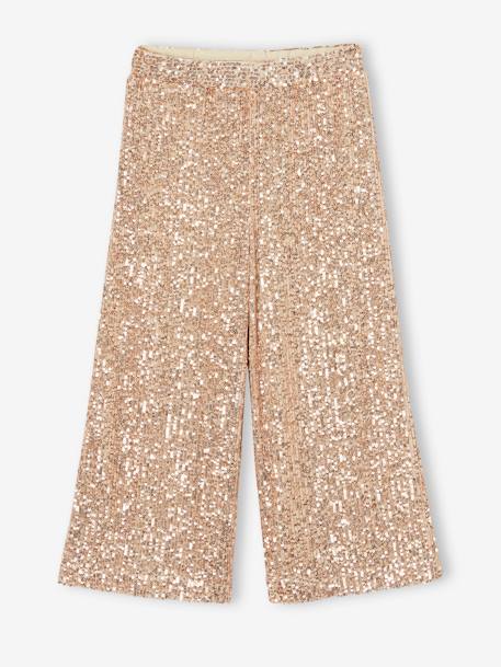 Festliche weite Mädchen Hose mit Pailletten BASIC Oeko-Tex goud - vertbaudet enfant 