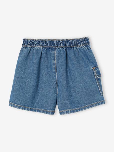 Denim broekrokje met cargozak voor meisjes middenblauw - vertbaudet enfant 