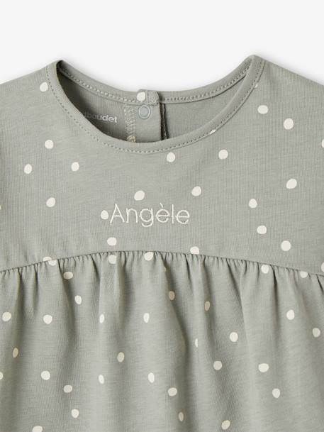 T-shirt met print en lange mouwen baby bio personaliseerbaar hazelnoot+saliegroen+vanille - vertbaudet enfant 