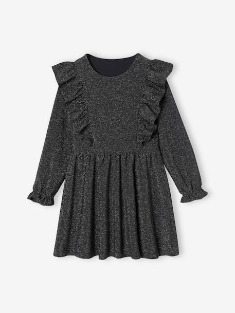 Glanzende jersey jurk antraciet - vertbaudet enfant 