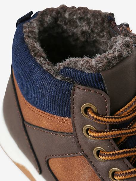 Hoge sneakers voor jongens met veters en klittenband bruin - vertbaudet enfant 