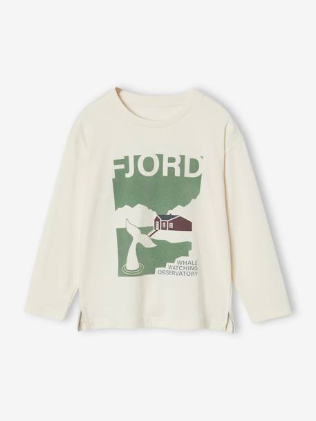 T-shirt voor jongens met Fjord-motief met lange mouwen ecru - vertbaudet enfant 