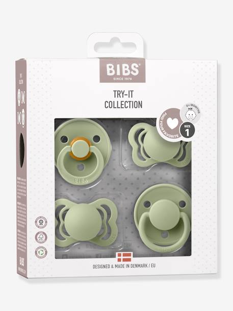 Set van 4 Try It spenen - BIBS beige+rouge+saliegroen - vertbaudet enfant 