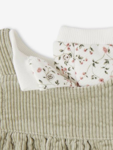 Set sweater + tuinbroek + haarband voor baby's blauwgroen - vertbaudet enfant 