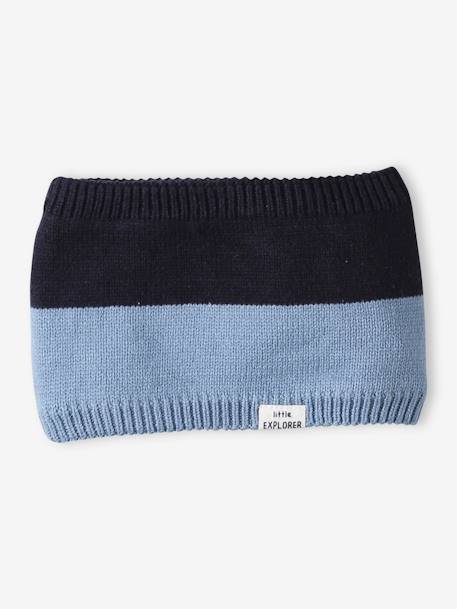 Set jongensbaby bivakmuts + snood + wanten tweekleurig marineblauw - vertbaudet enfant 