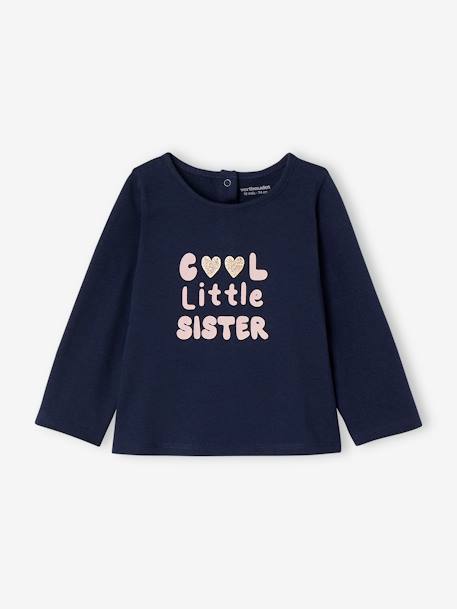 Basics baby 'cool little sister' T-shirt marineblauw - vertbaudet enfant 