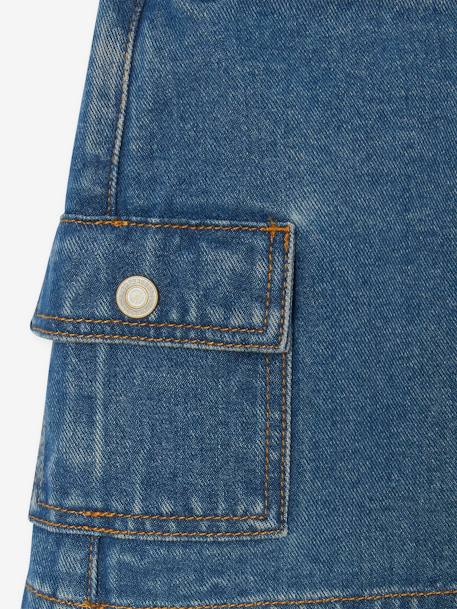 Denim broekrokje met cargozak voor meisjes middenblauw - vertbaudet enfant 