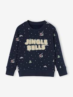 Jongens-Trui, vest, sweater-Sweater-Jungen Sweatshirt mit Weihnachtsprint aus Frottee