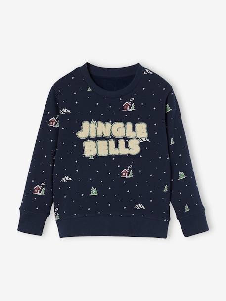 Jungen Sweatshirt mit Weihnachtsprint aus Frottee marineblauw - vertbaudet enfant 