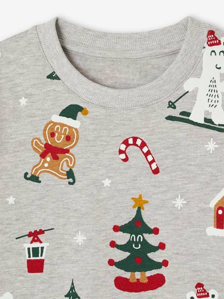 Kerstsweater voor jongens met leuke print gemêleerd grijs - vertbaudet enfant 