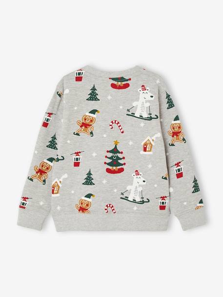 Kerstsweater voor jongens met leuke print gemêleerd grijs - vertbaudet enfant 