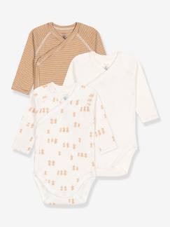 Set van 3 babyrompertjes met lange mouwen in biokatoen PETIT BATEAU  - vertbaudet enfant