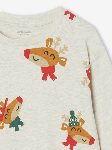 Kerstshirt met leuke rendiermotiefjes voor jongens gemêleerd wit - vertbaudet enfant 