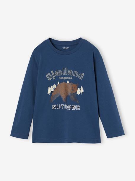 Natuur-T-shirt met flockdetails voor jongens antraciet+leiblauw+saliegroen - vertbaudet enfant 