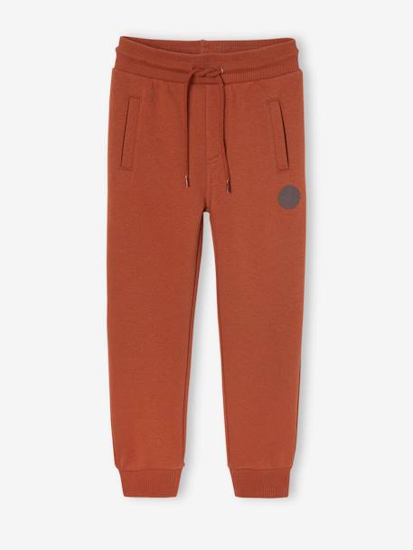 Joggingbroek van molton jongens dennen+donker leisteenblauw+gechineerd grijs+gemêleerd zwart+hazelnoot+marineblauw, gechineerd+oker+rood+zwart - vertbaudet enfant 