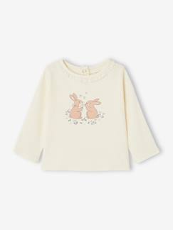 Baby-T-shirt, souspull-T-shirt-T-shirt "konijnen" van ribstof met fantasiekraag geboorte