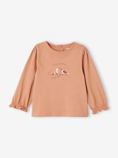 T-shirt blouse met vogelmotief baby's van biokatoen  - vertbaudet enfant