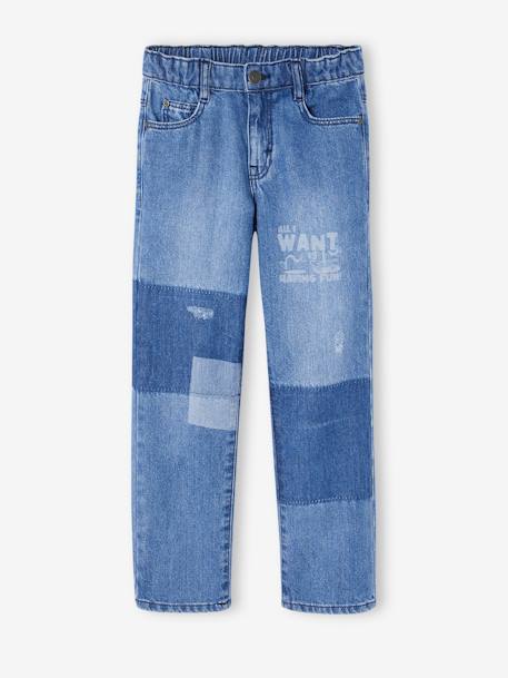 Jeans met patches voor jongens double stone - vertbaudet enfant 