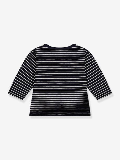 Katoenen baby-T-shirt met lange mouwen van jersey PETIT BATEAU marineblauw, gestreept - vertbaudet enfant 