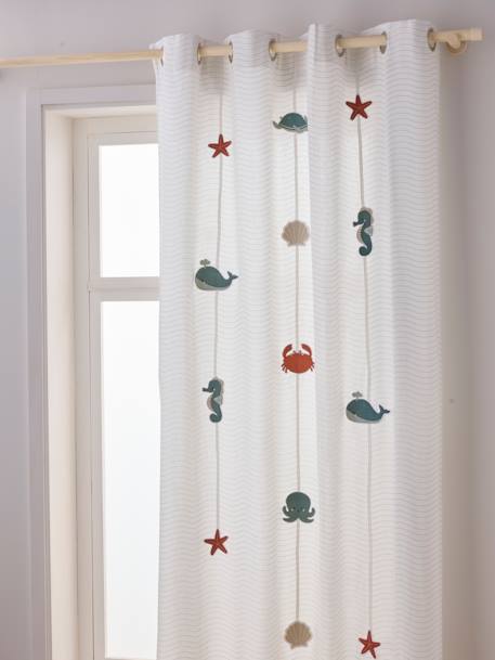 Under the Ocean eyelet gordijnslinger met zeedieren WIT - vertbaudet enfant 