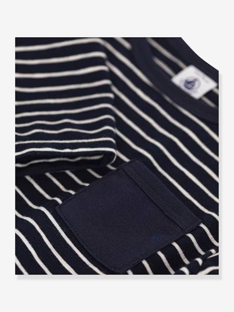 Katoenen baby-T-shirt met lange mouwen van jersey PETIT BATEAU marineblauw, gestreept - vertbaudet enfant 