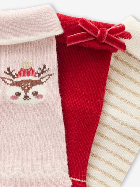 Set met 3 paar kerstsokken babymeisjes roze (poederkleur) - vertbaudet enfant 